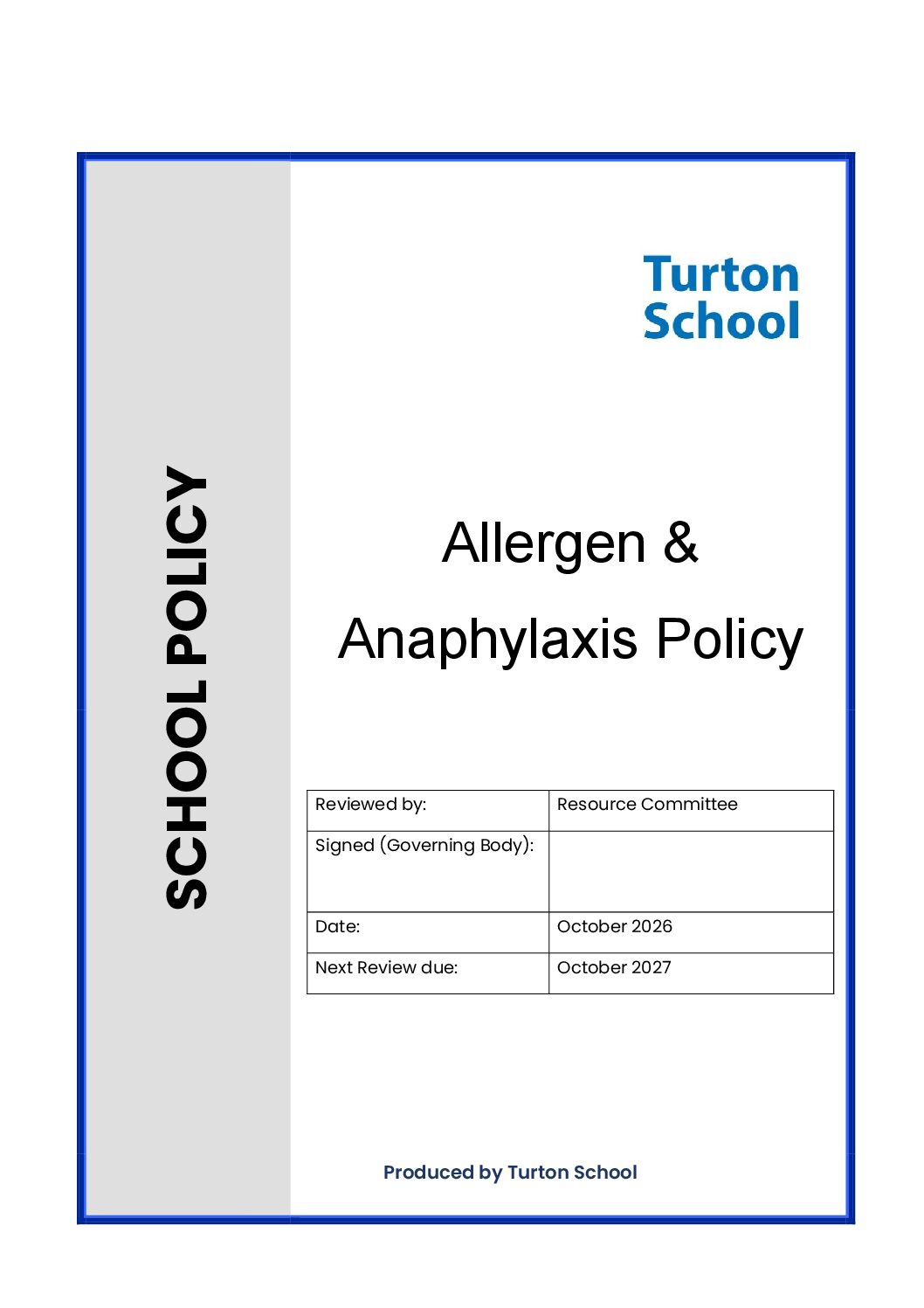 Allergen Anaphylaxis Policy (Oct 26)